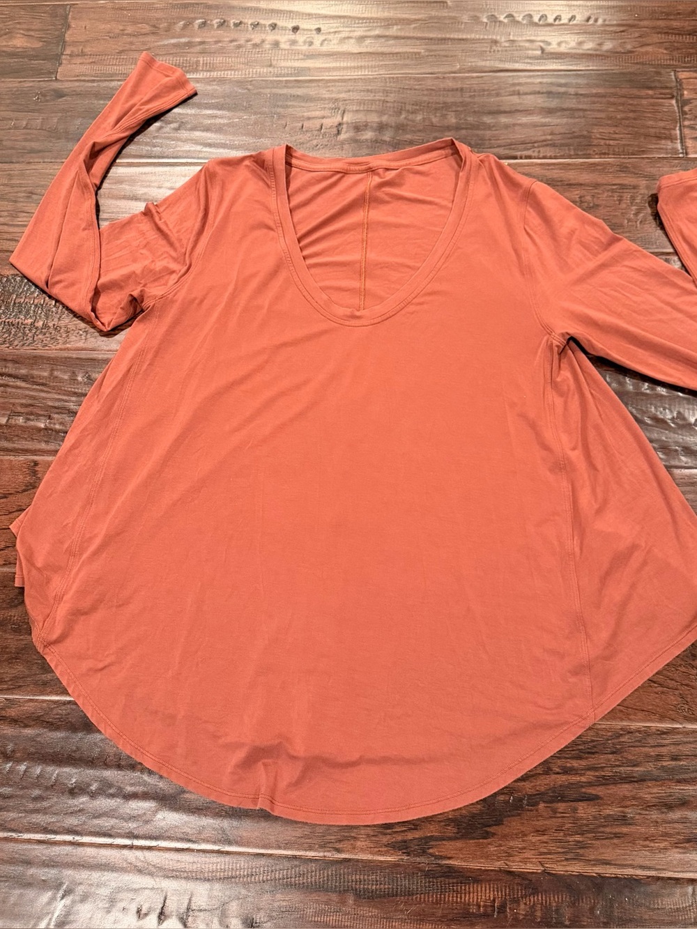 Lululemon Up for Down Time Long Sleeve in a terracotta color